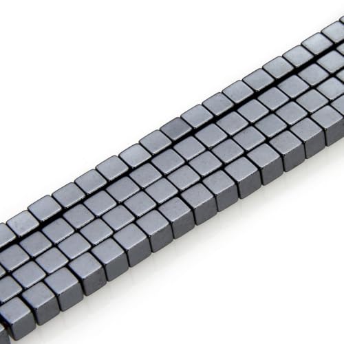 190pcs Adabele Grade A Natural Black Hematite Gemstone 4mm Small Cube Beads