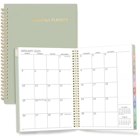 SUNEE 2025-2026 Monthly Planner - 24 Months (Jan 2025 - Dec 2026) Monthly Planner - 7"x10" Monthly Spreads & Yearly Planner, Sage Green Cover