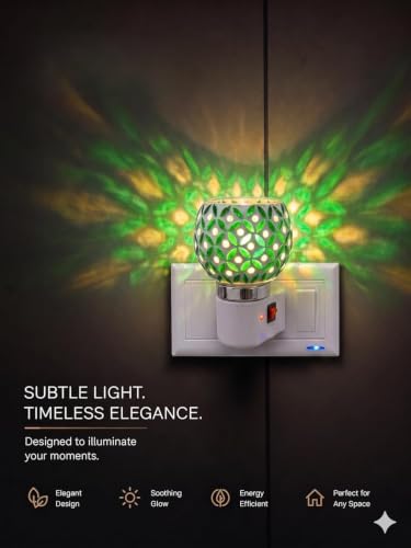 Image of RUPIKA | Electric Ceramic Aroma Diffuser Kapoor Dani | Camphor Diffuser Incense Burner Holder Kapoor Dani with Night Lamp for Home, Office (Green)