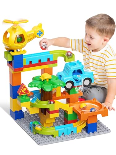 Image of Marble Runs for Kids 4-8,Building Blocks Compatible with Major Brands, Birthday Toys Gifts for Ages 3 4 5+ Boys Girls，Toddler Education Montessori Learning STEM Toys Marble Runway Maze Track Set