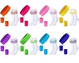 Hillban 8 Set 80s Outfit for Women Neon Sweatbands Headbands Socks Set 80s Accessories Mens Workout Wrist Sweatband (Vibrant Color)