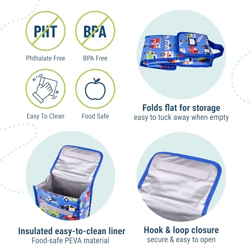 Image of Wildkin Kids Insulated Lunch Bag - Reusable, Ideal for Hot /Cold Snacks, School & Travel - Heroes