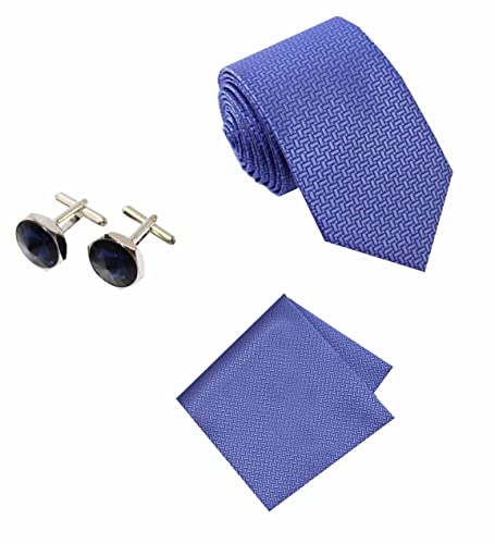 Image of TIE STUDIO Men's Necktie Pocket Square & Cufflink Set | Standard | Jacquard Fabric | Superior Stitching |
