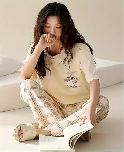 Image of Louis Luxe Womens Korean Night Dress || Full Pyjama Set || Korean Nightsuit ||Women Nightwear ||Round Neck Full Sleeve Nightsuit || Loungewear || Everyday Nightdress (ND-12)