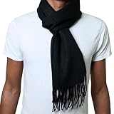Alpine Swiss Mens Plaid Scarf Soft Winter Scarves Unisex,Solid Black,One Size