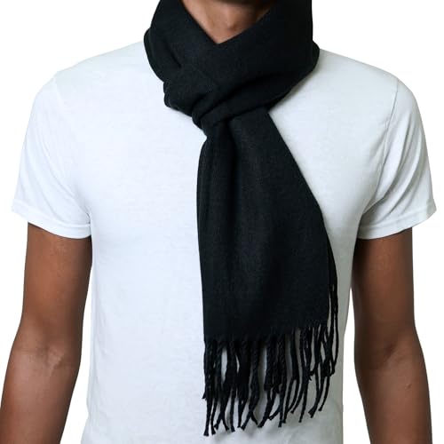 Alpine Swiss Mens Plaid Scarf Soft Winter Scarves Unisex,Solid Black,One Size