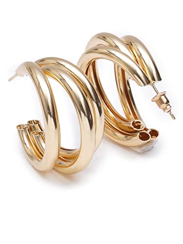 Image of Bohey by KARATCART Gold-Toned Classic Half Hoop Earrings for Women