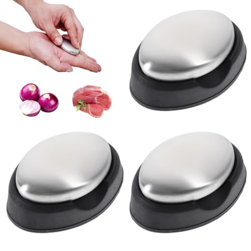 GNALIA 3 Pezzi Saponetta Acciaio Elimina odori,Sapone in Metallo Sapone da Cucina in Acciaio Inox Eliminazione Odore Bar Sapone Mano Rimozione Odore Sapone per Bar Cucina Eliminazione Odore
