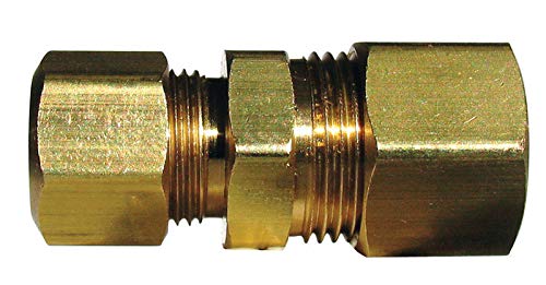 JMF 1/2 in. Dia. x 3/8 in. Dia. Compression To Compression Yellow Brass Reducing Union