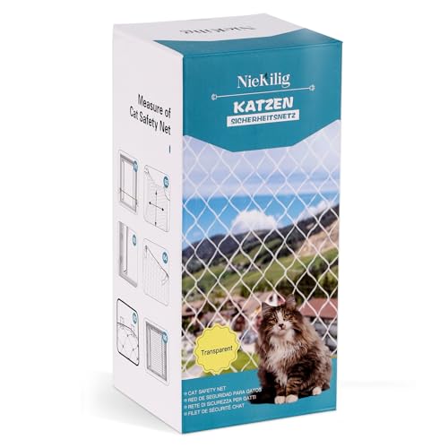 NieKilig Filet Chat Balcon, Barriere Chat sans Perçage, Grille pour Chat Fenêtre, pour Terrasses, Fenêtres, Lucarnes, Porte (3mx6m)