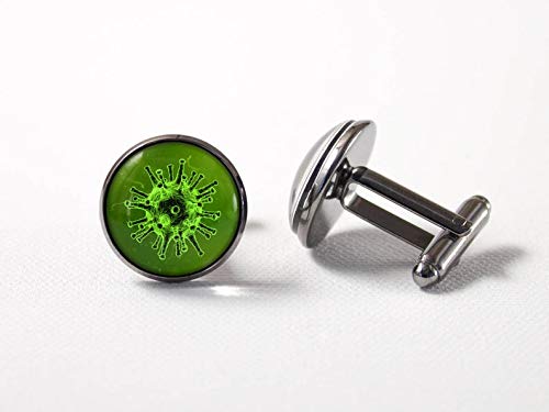 Kleine Elf Science Manchet Links Virus Doctor Gift Man Gift Biologie Geneeskunde Manchetknopen Microbiologie Sieraden Mannen Manchetknopen Virus Sieraden - Image 3