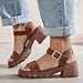 Luoika Women's Wide Width Pump Heel Sandals, Fashion Plateform Block Heel Open Toe Sandal with Adjustable Ankle Strap Women's Casual Summer Shoes. 220714 Brown8XW