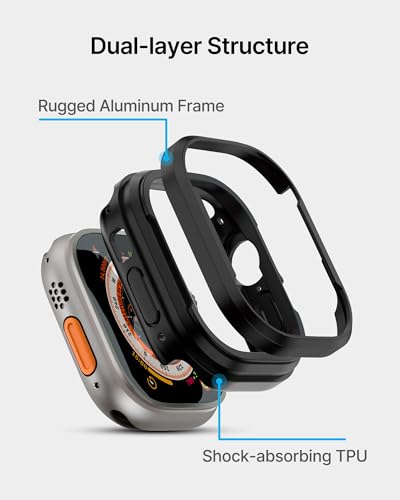 Image of Fullmosa Rugged Armour Hybrid Watch Case Compatible for Apple Watch Series 11 10 9 8 7 Ultra3 2 1, Shockproof Resist Bumper iWatch Cover, Black