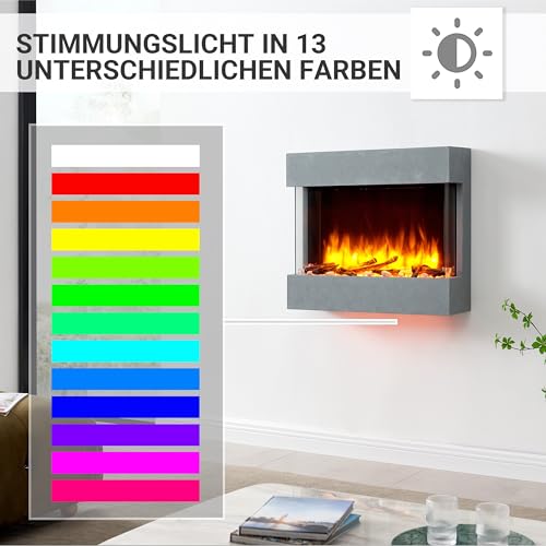 Elektrokamin RICHEN Alva – Elektrischer Wandkamin mit 3D-Flammeneffekt