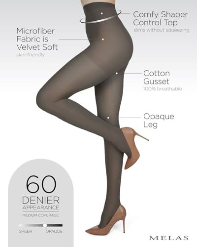 Image of Melas Women's 6 Pair Pack 60 Denier Microfiber Opaque Shaping Tights