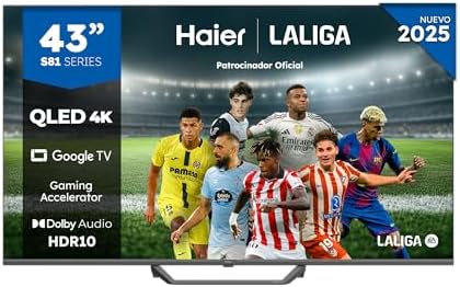 Haier QLED 4K UHD H43S81FUX - 43", Smart TV, Google TV, Dolby Aud...