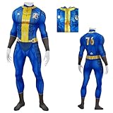 IOUBWG Men's Cosplay Costume Vault 76 Cosplay Suit For Halloween Blue Jumpsuits (Blue76, S), Small