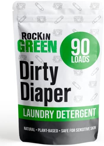 Rockin' Green Baby Cloth Diaper Detergent(90 Loads), Plant based, All Natural Laundry Detergent Powder, Vegan and Biodegradable Odor Fighter, Safe for Sensitive Skin, 45 oz (Unscented).