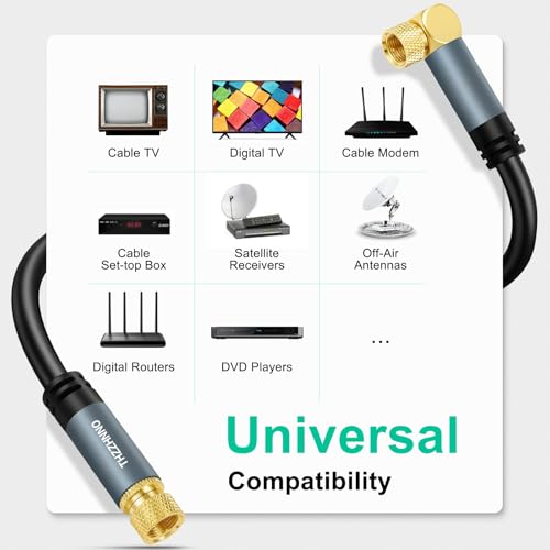 Thzzhnno TV-404-2.0M Aerial F-Type Connector Coaxial Cable 6.6Ft thumb #3
