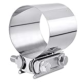 DOFOCH 2.5 Inch Exhaust Clamp, Butt Joint Band Clamp Sleeve Coupler Stainless Steel, for Exhaust Pipes, Mufflers and Catalytic Converters, No welding design, Easy to Install or Remove,1pcs