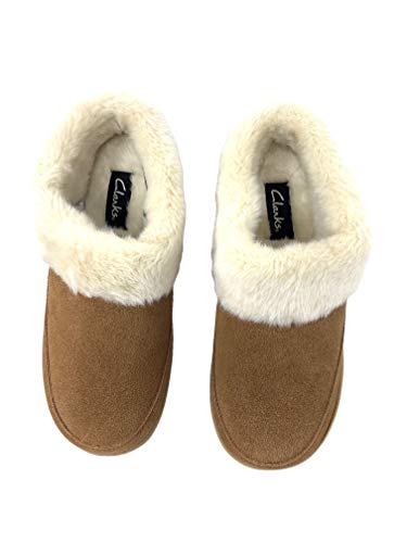 Clarks Women's Faux Fur Clog Indoor And Outdoor Slipper (8M Us, Cognac) #TOP2