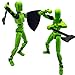 QAONIE 3D Printed Enlarge Body Size 8.1-inch Action Figure Dummy20, Full Body Mechanical Movable Toy, Multiple Accessories, Desk Decoration (Bracket, 3 HandsType, Weapons, Armour) (Green)