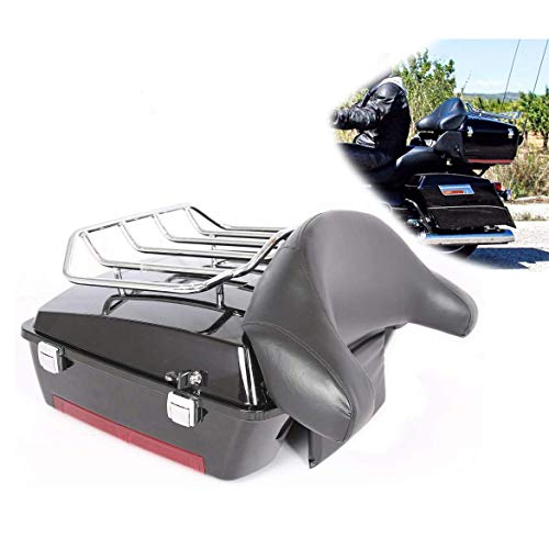 Motorcycle Large Pack Trunk For 1997-2008 Harley Davidson Touring With Backrest Top Rack