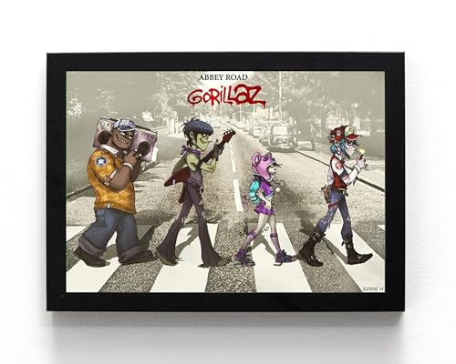 Impression Gorillaz Abbey Road sous cadre 21x16 cm idée cadeau fan