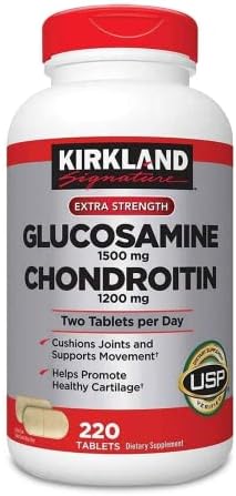 Kirkland Signature Extra Strength Glucosamine 1500mg/Chondroitin 1200mg Sulfate - 220 Count (Pack of 1)