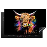 KitchenYeah© Protector Vitroceramica 83x51 cm Tapa para induccion Placa Encimera Cubre de Protectora Cocina Montañés Escocés - Graffiti - Colores - Flores - Animales