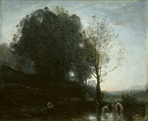 Impression d'affiches toile Jean Baptiste Camille Corot Nymphes au bain portrait mural 60x90