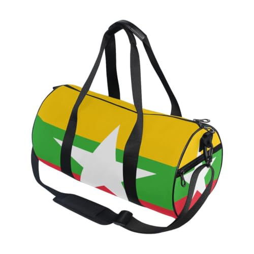 Bolsa de lona ligera con bolsillo interior, amplio macuto deportivo de la bandera de Myanmar