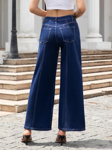 ONESO Womens Wide Leg Jeans Low Waist Seamed Strechy Baggy Jeans for Women Trendy Loose Fit Boyfriend Trouser Denim Pants4