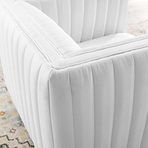 Modway Conjure Channel Tufted Upholstered Swivel Accent Armchair In White #TOP7
