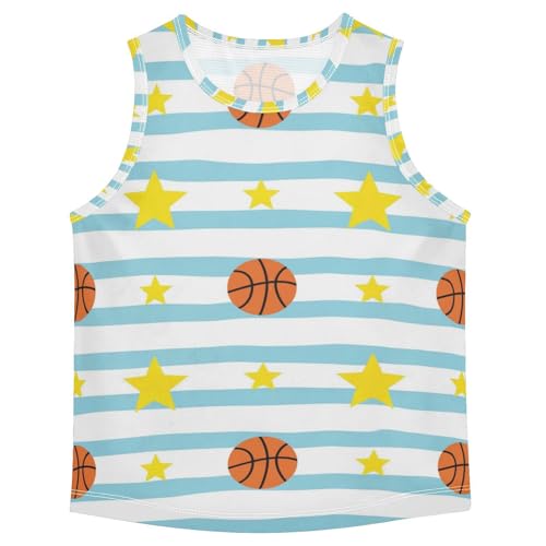 J JOYSAY Basketball Stars Stripes Boys Tank Top Sleeveless Muscle Shirts Quick Dry Sport Workout Active Kids T-Shirts 3-15T