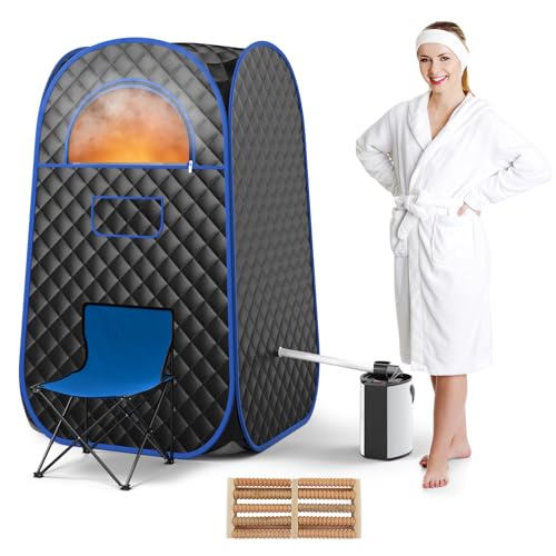 COSTWAY Portable Steam Sauna, Full-Body Personal Sauna Tent w/ 3L Steam Generator, Foldable Chair...