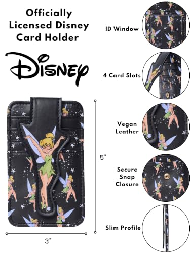 Image of Disney Tinker Bell Card Holder Women Black | Slim Wallet, Small