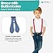 Trimming Shop Kids Boys Girls Y-Back Suspender Adjustable Button Hole Elastic Braces for Trousers, Denims, Fashion Accessory (20mm Wide, 28