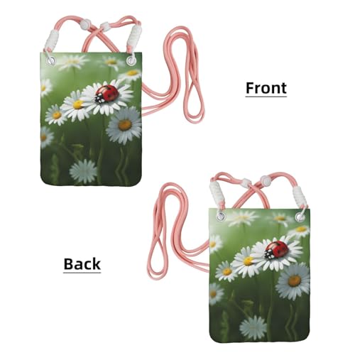 Ladybug On Daisy Flower Printing Crossbody Phone Case For Adult Wallet Crossbody Shoulder Bag With Detachable Shoulder Strap2