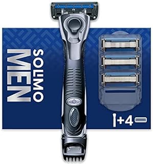 Amazon Brand - Solimo Male 5 Blade Razor with 3-in-1 Trimmer and 4 Blades
