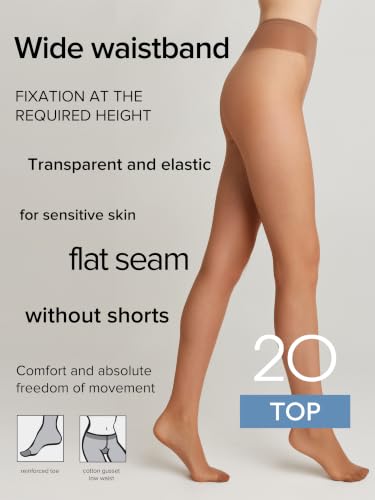 Image of Conte Tights Sheer to Waist Hipster Low-Rise Pantyhose with Adjustable Belt, Top 20 Den