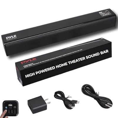 Pyle 2-Channel Tabletop Soundbar Digital Speaker System - Digital Amplifier with DSP Streaming Tabletop Stand Mount TV Digital System with AUX/Optical In/USB In/HDMI (ARC), LED Display