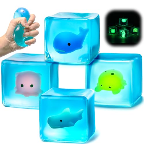 Ice Cube Stress Ball 4PCS Ocean Squeeze Squishy Toys for Stress Relief