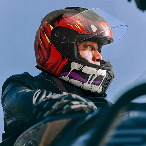 Motorcycle Helmet Full Face With Compatible Clear&Tinted Visors And Fins Street Bike Motocross Casco Multiple Vents Dot Approved For Adult Men Women #TOP5