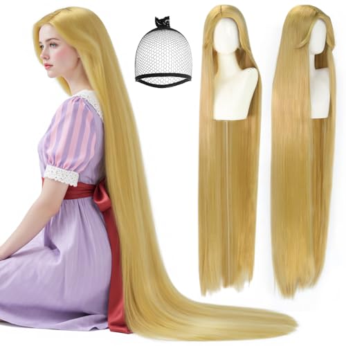 TIKJOYS (Wig Cap + Long Blonde Wigs for Women 160 cm/62...