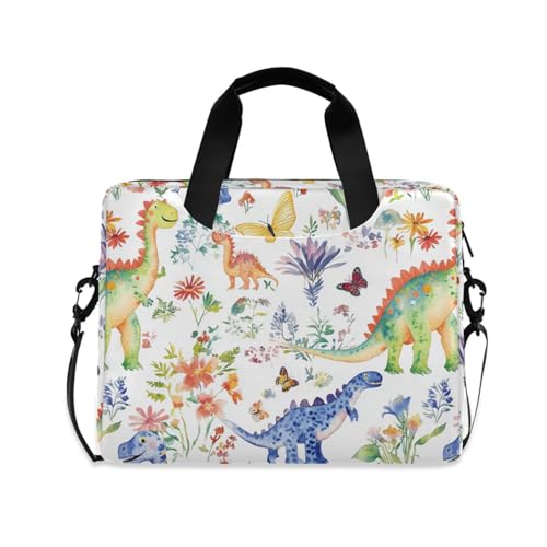 Funda portátil para laptop 15.6 pulgadas blanca con diseño de dinosaurio miniatura 1