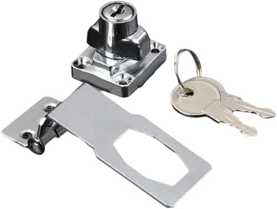Alloy Hasp and Staple Lock, 90 Degree Cabinet Latch for Refrigerator Door, Drawer Security Lock, Toolbox Hasp Lock, Shed Door Latch, Silver(2.5inch)