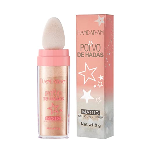 Iluminador en barra en polvo | Polvo de Hadas Iluminador Maquillaje Coreano | Shimmer Highlighters Maquillaje para Rostro y Cuerpo | Regalos de barra maquillaje resaltador larga duración para mujeres Cover