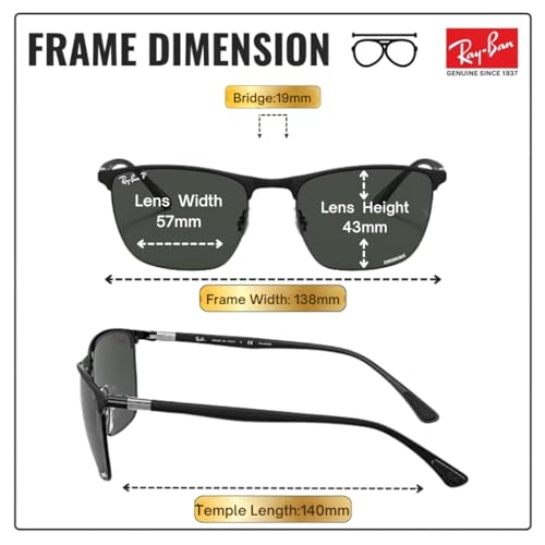Ray-Ban RB3686 Square Shape Polarized Sunglasses for Men & Women – Includes Official Rayban Eyewear Kit – Ideal Formal & Casual Wear Sunglasess – Dark Grey Lens by Ray-Ban - Image 5