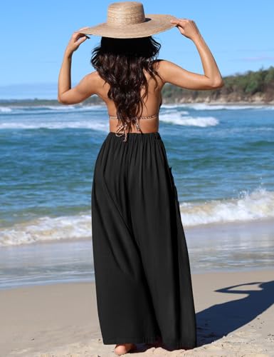 TARSE Women Linen Palazzo Pants Summer Wide Leg Boho Drawstring Casual Lounge Pant Beach Travel Vacation Outfits4